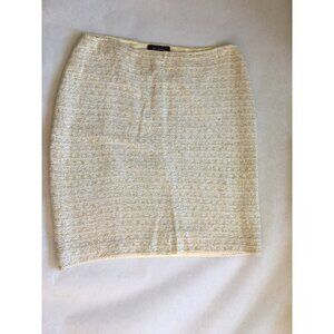 St. John Womens Size 10 Wool Blend Textured Knit Pencil Mini Skirt Cream Lined